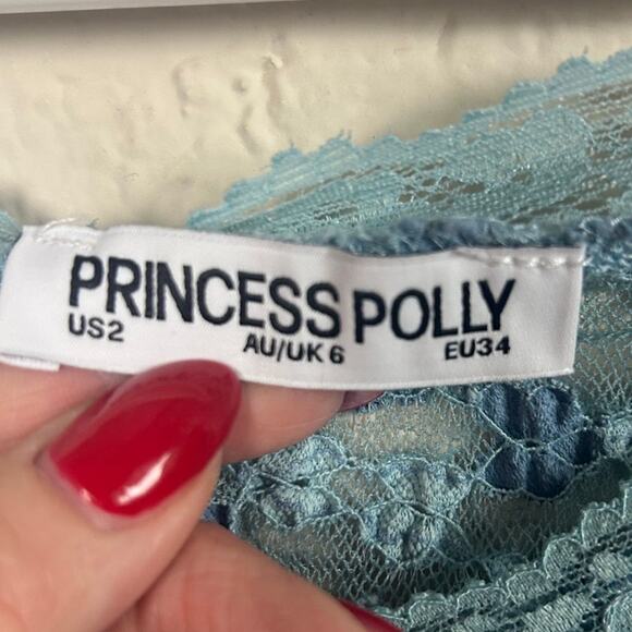 Princess Polly Bankston Off The Shoulder Top Blue Size 2 NWT - Picture 3 of 9